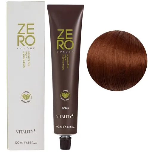 6/43 темний блондин мідно-золотистий Крем-фарба для волосся без аміаку, 100 мл ZERO VEGAN Vitality`s