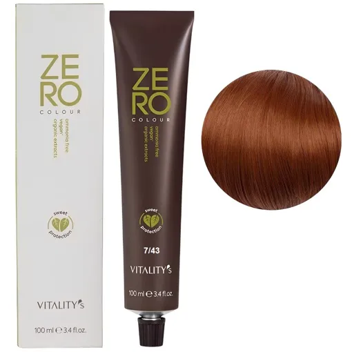 7/43 блондин мідно-золотистий Крем-фарба для волосся без аміаку, 100 мл ZERO VEGAN Vitality`s