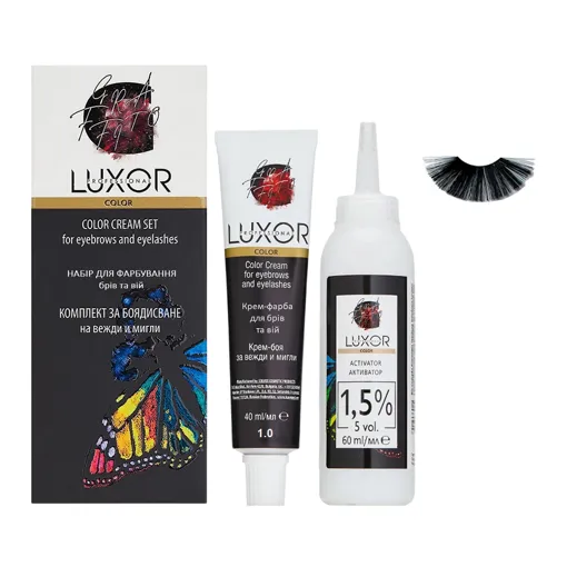 1/0  чорний Набір для фарбування брів та вій, 40 мл + 60 мл Color Cream Set LUXOR Professional 