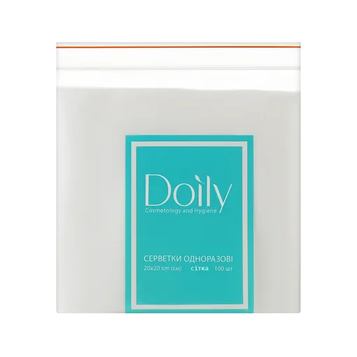 Серветки 20*20 см зі спанлейсу 40 г/м2 (В ПАЧЦІ, СІТКА, білий колір), 100 шт Doily