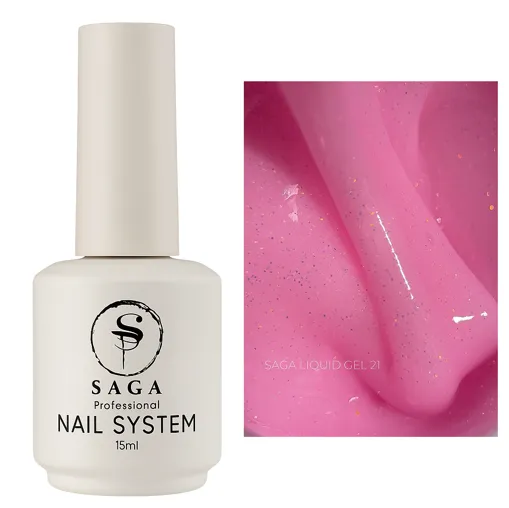 Гель рідкий для зміцнення нігтів з шимером, 15 мл №21 Liquid Gel SAGA Professional