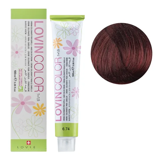 6/74 Стійка крем-фарба для волосся, 100мл  Hair color cream Lovin Color LOVIEN Essential