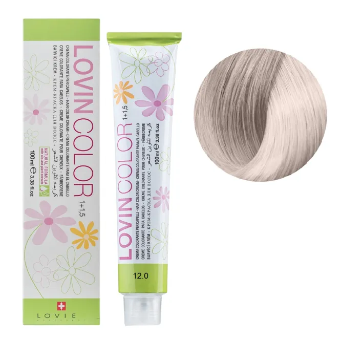 12/0 Стійка крем-фарба для волосся, 100мл  Hair color cream Lovin Color LOVIEN Essential