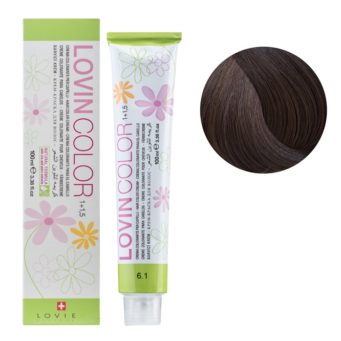 6/1  Стійка крем-фарба для волосся, 100мл  Hair color cream Lovin Color LOVIEN Essential