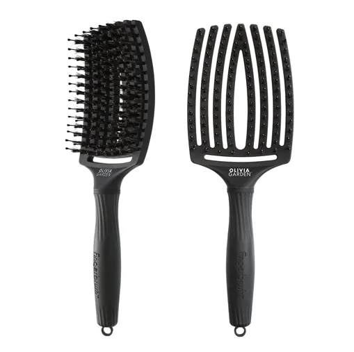 Щітка для волосся комбінована нейлон з щетиною FINGERBRUSH  ICONIC BOAR&amp;NYLON Колір: Full Black &quot;L&quot;  ID1731 Olivia Garden