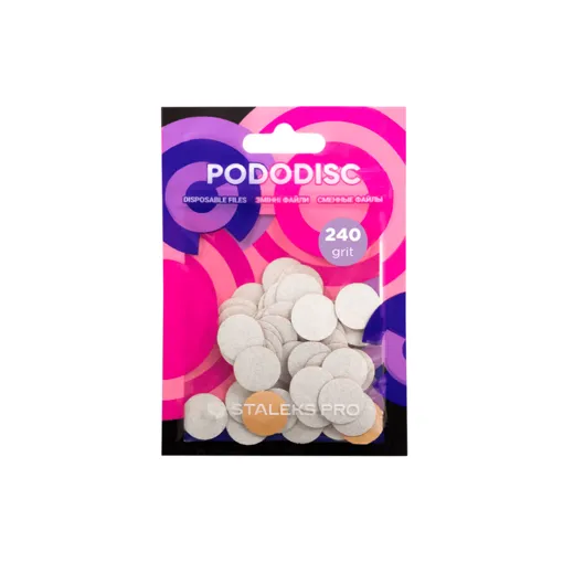 Змінні файли БІЛІ для педикюрного диска 240 грит EXPERT PODODISC &quot;S&quot; (50 шт) PDF-15-240w STALEKS PRO