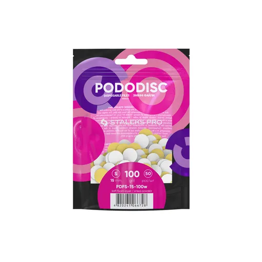 Змінні файли БІЛІ для педикюрного диска на м`якій основі 100 грит EXPERT PODODISC &quot;S&quot; (50 шт) PDFS-15-100w STALEKS PRO