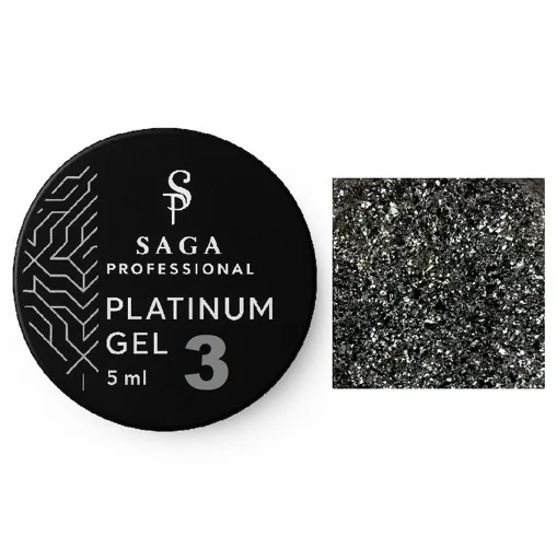 Гель-фарба з поталлю, 5 мл Колір: Срібний, металік №03 Platinum Gel SAGA Prpfessional