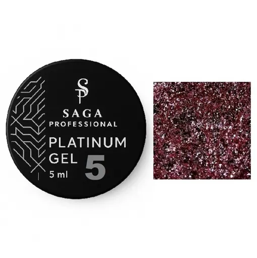 Гель-фарба з поталлю, 5 мл Колір: Рожевий, металік №05 Platinum Gel SAGA Prpfessional