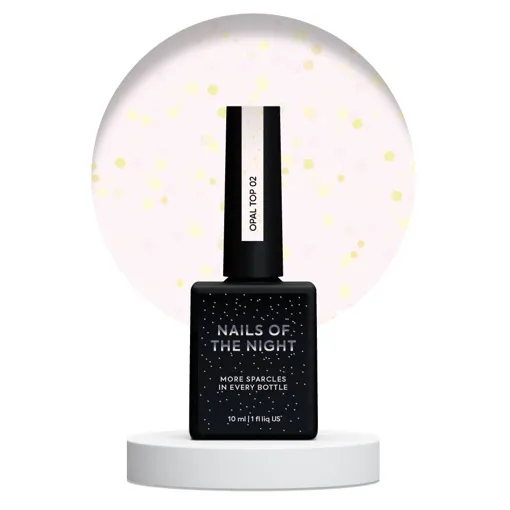 Топ з опаловими блискітками на молочно-рожевій основі, без липкого шару, 10 мл №02 Opal Top NAILSOFTHENIGHT