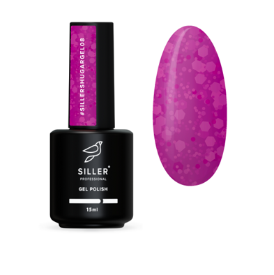 Гель-лак мармеладний, 15 мл №08 Малиновий Sugar Gel Polish SILLER Professional