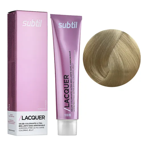 10/8 екстрасвітлий блондин бежевий Безаміачна тонувальна гелева фарба на кислотній основі, 60 мл LACQUER SUBTIL