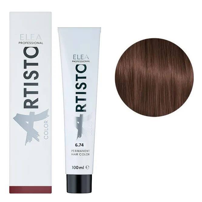 6/74 Стійка крем-фарба для волосся, 100 мл Permanent Hair Color ARTISTO ELEA Professional