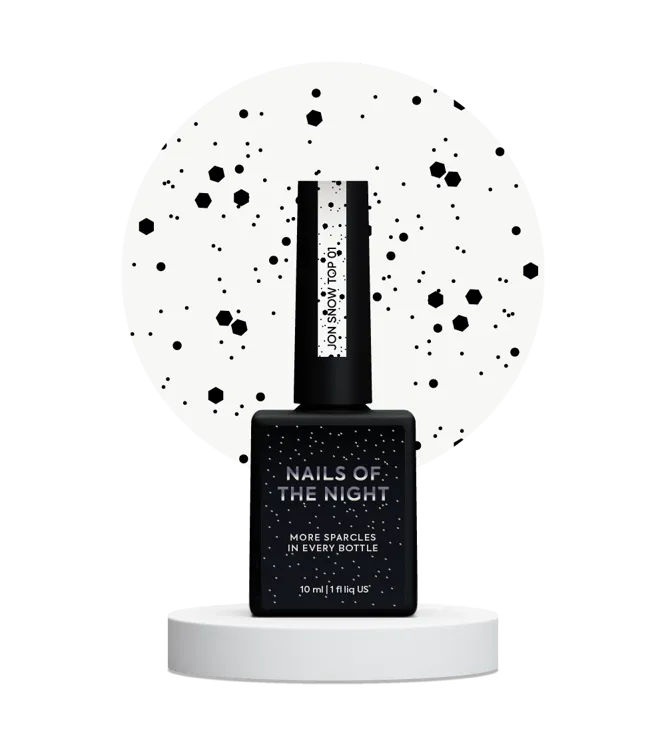 Топ з чорними шестиграниками різних розмірів, без липкого шару, 10 мл №01 JON Snow Top NAILSOFTHENIGHT