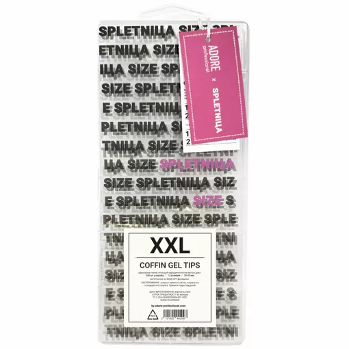 ADORE SPLETNICA Funky Gel Nail Tips 240pcs &quot;XXL COFFIN&quot;  Гелеві тіпси XXL Балерина