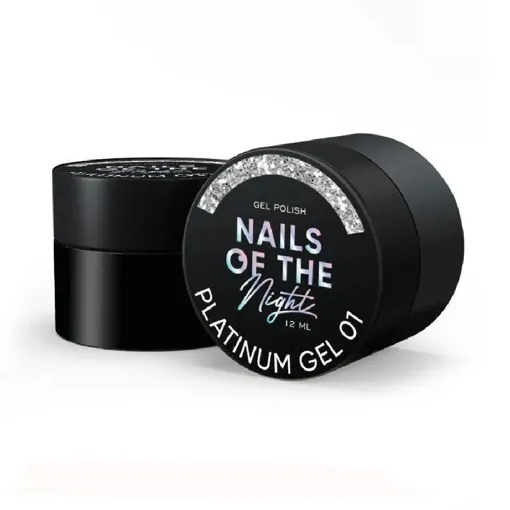 Гель-лак зі щільною металевою поталью для нігтів, 12 мл №01 Platinum gel – gel polish NAILSOFTHENIGHT 