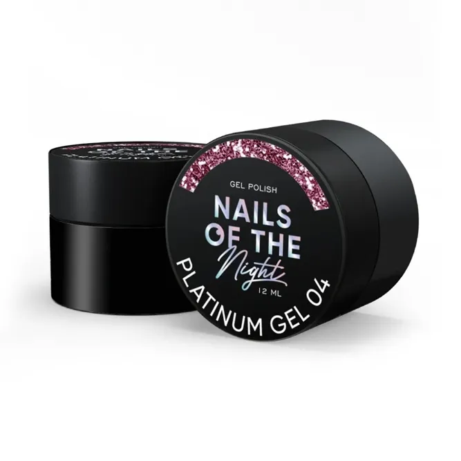 Гель-лак зі щільною металевою поталью для нігтів, 12 мл №04 Platinum gel – gel polish NAILSOFTHENIGHT 