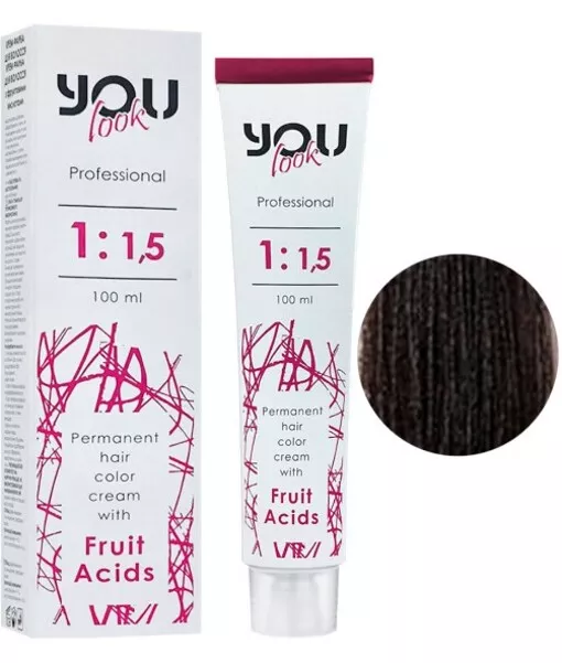 5/7 світлий шатен коричневий Крем-фарба стійка з фруктовими кислотами, 100 мл You look Professional