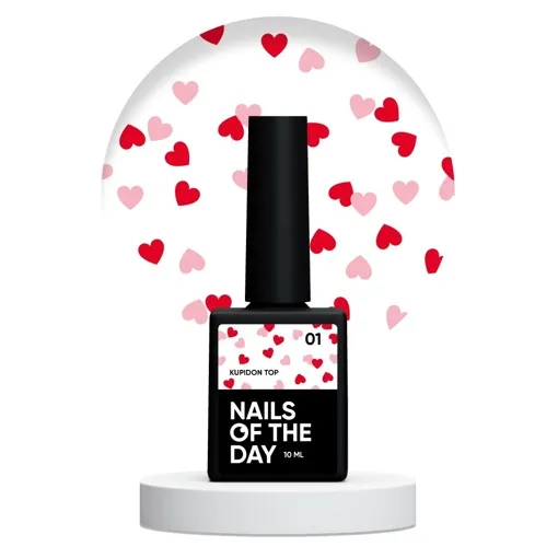 Топ з сердечками без липкого шару, 10 мл №01 Kupidon Top NAILSOFTHEDAY
