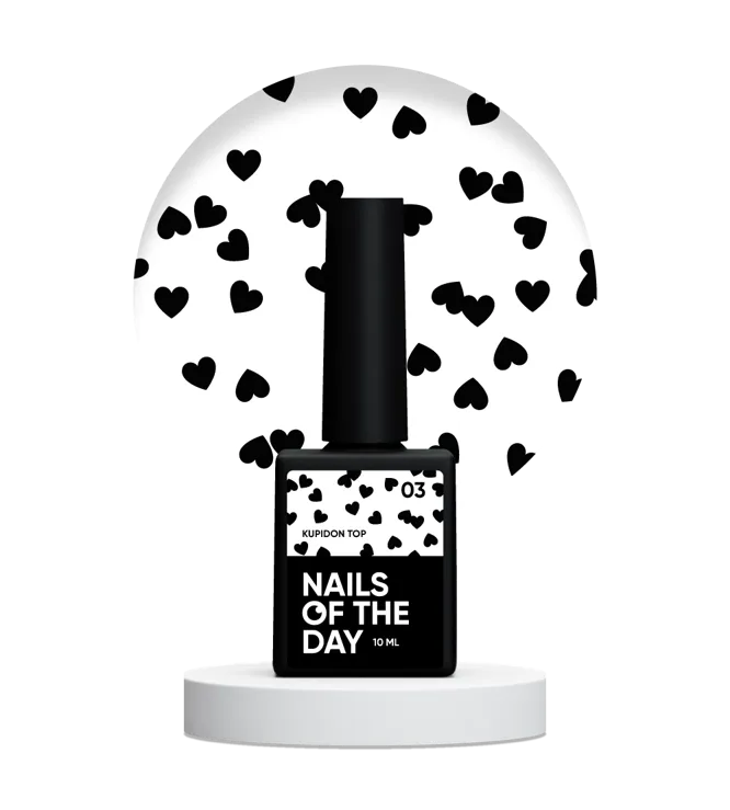 Топ з сердечками без липкого шару, 10 мл №03 Kupidon Top NAILSOFTHEDAY