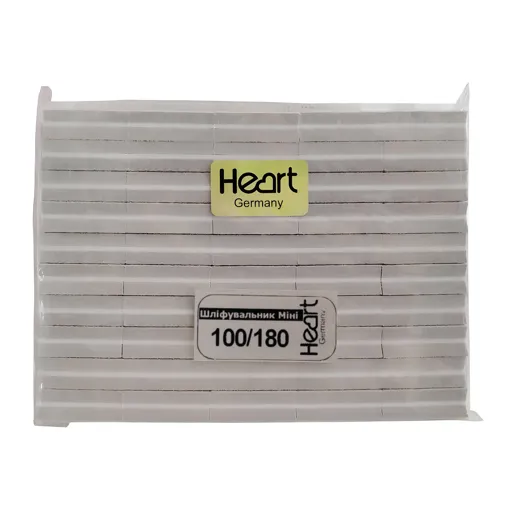 Набір баф-шліфувальник для нігтів 100/180 грит (50 шт) прямокутний Super MINI Heart