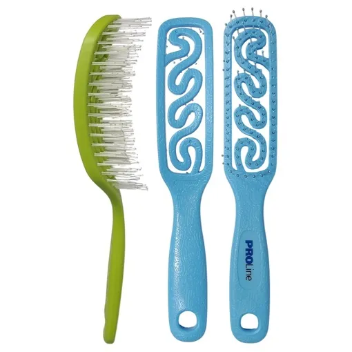 Щітка масажна, продувна, вузька з кульками (червона, жовта, блакитна, салатова) 5471-G4 PROLine