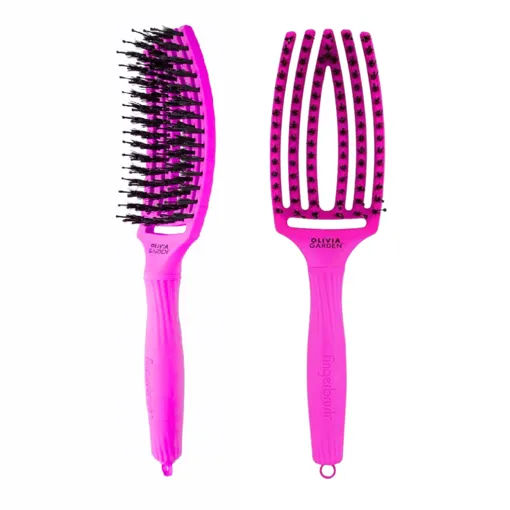 Щітка для волосся комбінована нейлон з щетиною FINGERBRUSH  ICONIC BOAR&amp;NYLON Колір: Neon Purple &quot;M&quot; ID1807 Olivia Garden 