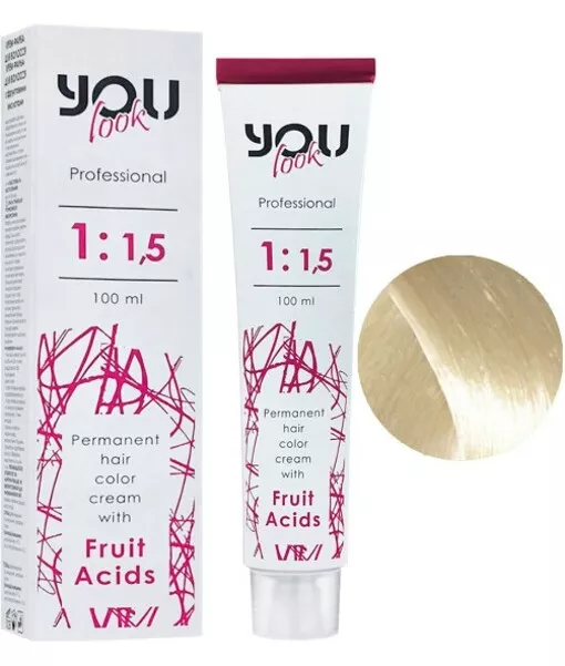 12/1 суперосвітлювальний натуральний блондин попелястий Крем-фарба стійка з фруктовими кислотами, 100 мл You look Professional