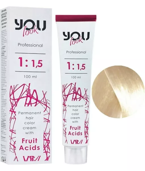 12/12 суперосвітлювальний натуральний блондин попеляст- перломутровий Крем-фарба стійка з фруктовими кислотами, 100 мл You look Professional