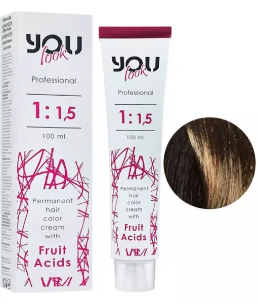 4 шатен Крем-фарба стійка з фруктовими кислотами, 100 мл You look Professional