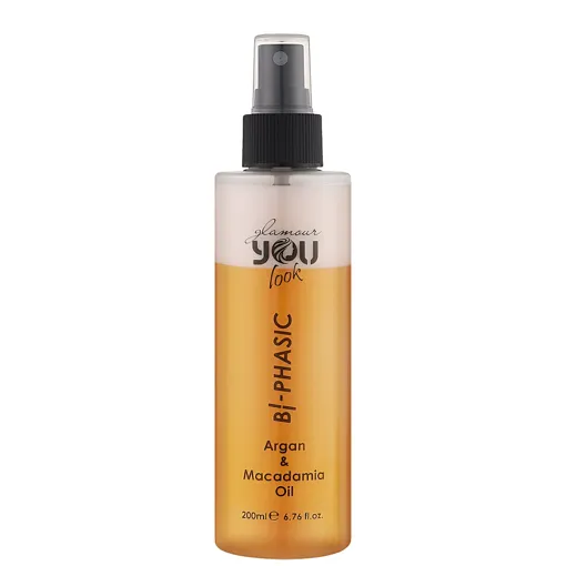 Двофазний спрей-кондиціонер для сухого, освітленого, фарбованого волосся, 200 мл Argan &amp; Macadamia Oil BI-PHASIC Glamour You look Professional
