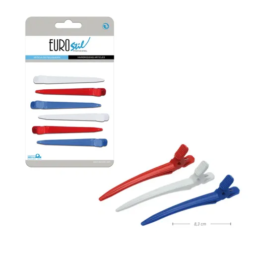 Затискач для волосся пластиковий (1 шт) 00055 Eurostil