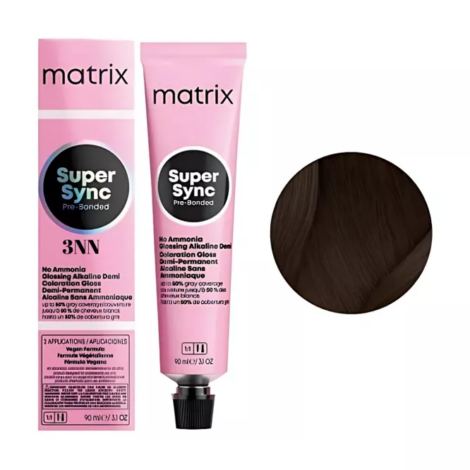 3NN темний шатен натуральний інтенсивний Тонер для волосся на лужній основі без аміаку, 90 мл SUPER SYNC  Pre-Bonded MATRIX  