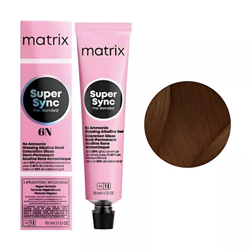 6N темний блондин натуральний Тонер для волосся на лужній основі без аміаку, 90 мл SUPER SYNC  Pre-Bonded MATRIX  