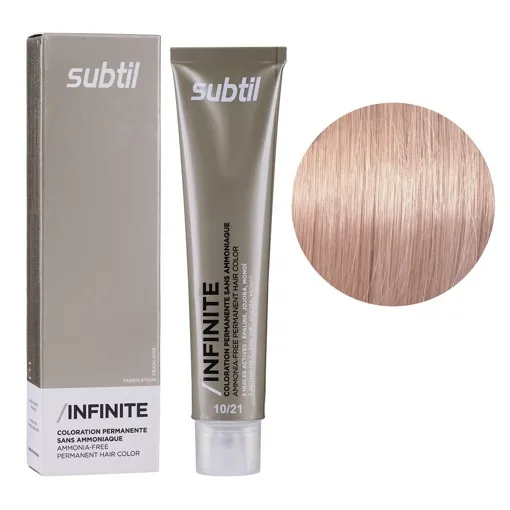 10/21 дуже світлий блондин перламутрово-попелястий Безаміачна стійка крем-фарба для волосся, 60 мл Permanent Hair Color INFINITE SUBTIL