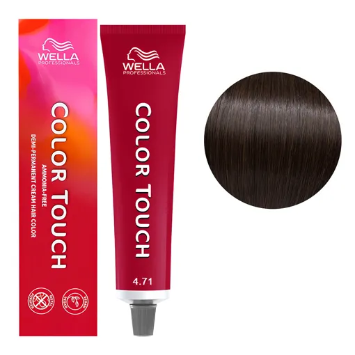 4/71 середнй шатен коричнева-попелястий Фарба для тонування волосся без аміаку (Оновлена формула), 60 мл COLOR TOUCH Wella Professionals