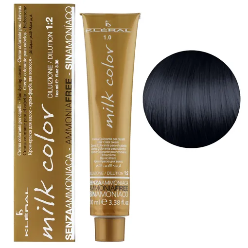 1/0 Чорний Крем-фарба для волосся перманентна без аміаку, 100 мл Milk Color KLERAL System
