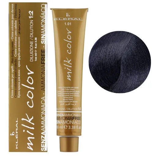 1/01 Чорно-синій Крем-фарба для волосся перманентна без аміаку, 100 мл Milk Color KLERAL System