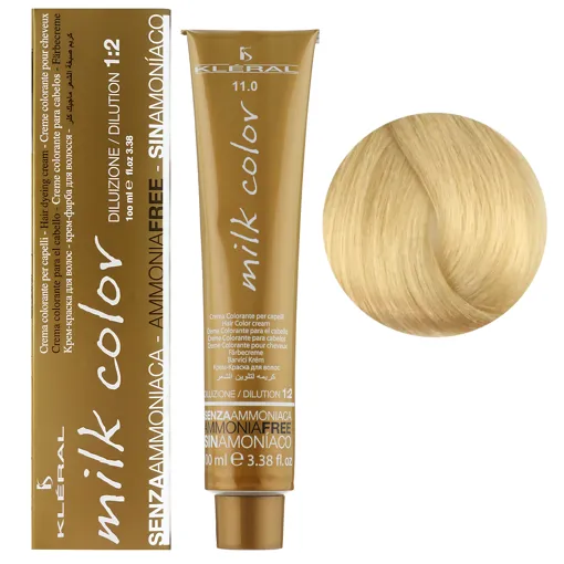 11/0 Екстра світлий платиновий блондин Крем-фарба для волосся перманентна без аміаку, 100 мл Milk Color KLERAL System