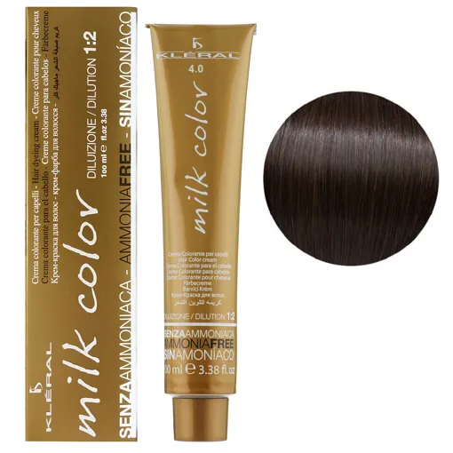 4/0 Каштановий Крем-фарба для волосся перманентна без аміаку, 100 мл Milk Color KLERAL System