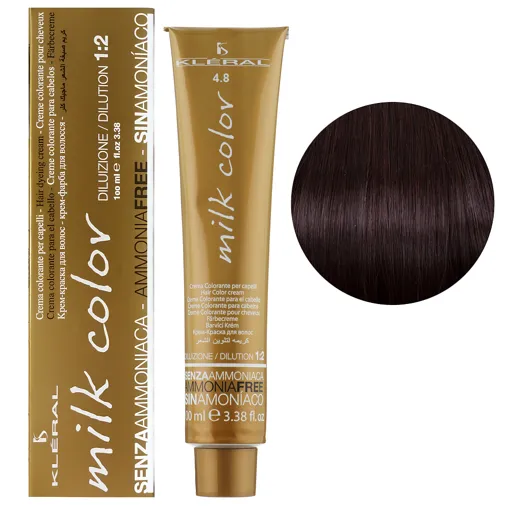 4/8 Горіховий шатен Крем-фарба для волосся перманентна без аміаку, 100 мл Milk Color KLERAL System