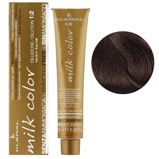 5/35 Світлий шатен мокко Крем-фарба для волосся перманентна без аміаку, 100 мл Milk Color KLERAL System