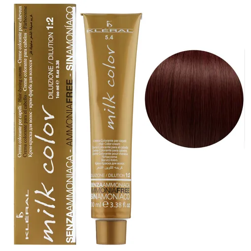 5/4 Світло-каштановий мідний Крем-фарба для волосся перманентна без аміаку, 100 мл Milk Color KLERAL System