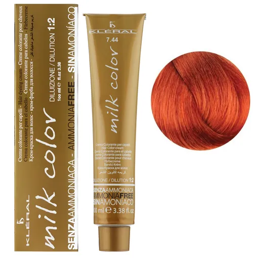 7/44 Інтенсивний блондин мідний Крем-фарба для волосся перманентна без аміаку, 100 мл Milk Color KLERAL System
