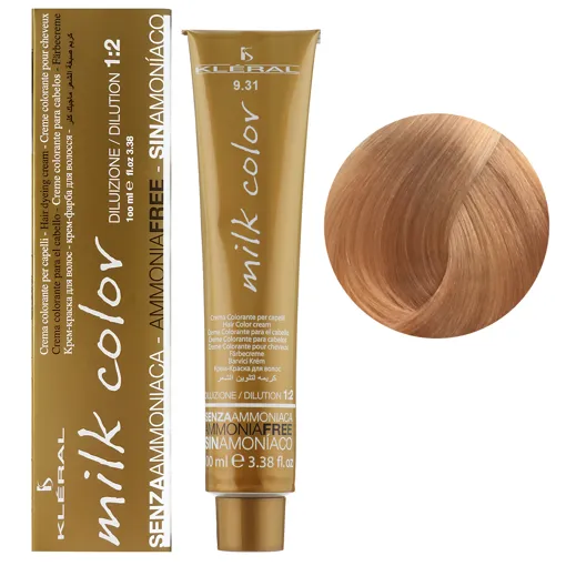 9/31 Бежевий дуже світлий блонд Крем-фарба для волосся перманентна без аміаку, 100 мл Milk Color KLERAL System