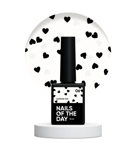 Топ з сердечками без липкого шару, 10 мл №06 Kupidon Top NAILSOFTHEDAY