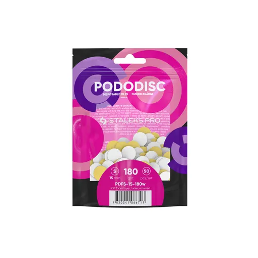 Змінні файли БІЛІ для педикюрного диска на м`якій основі 180 грит EXPERT PODODISC &quot;S&quot; (50 шт) PDFS-15-180w STALEKS PRO