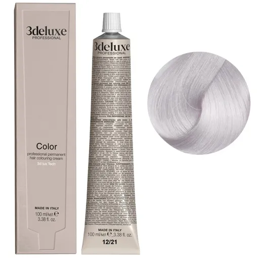 12/21 спеціальний блондин фіолетово-попелястий Фарба для волосся, 100 мл Permanent Hair Color 3Deluxe Professional