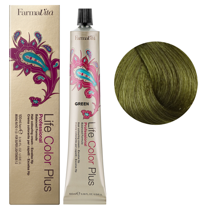 Зелений мікстон (GREEN) Фарба для волосся 100 мл.Life Color Plus FarmaVita