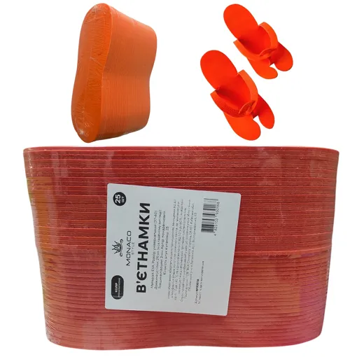 Тапочки-в`єтнамки одноразові з матеріалу EVA (1 пара), колір: ПОМАРАНЧЕВИЙ (в упаковці 25 пар) Monaco Style